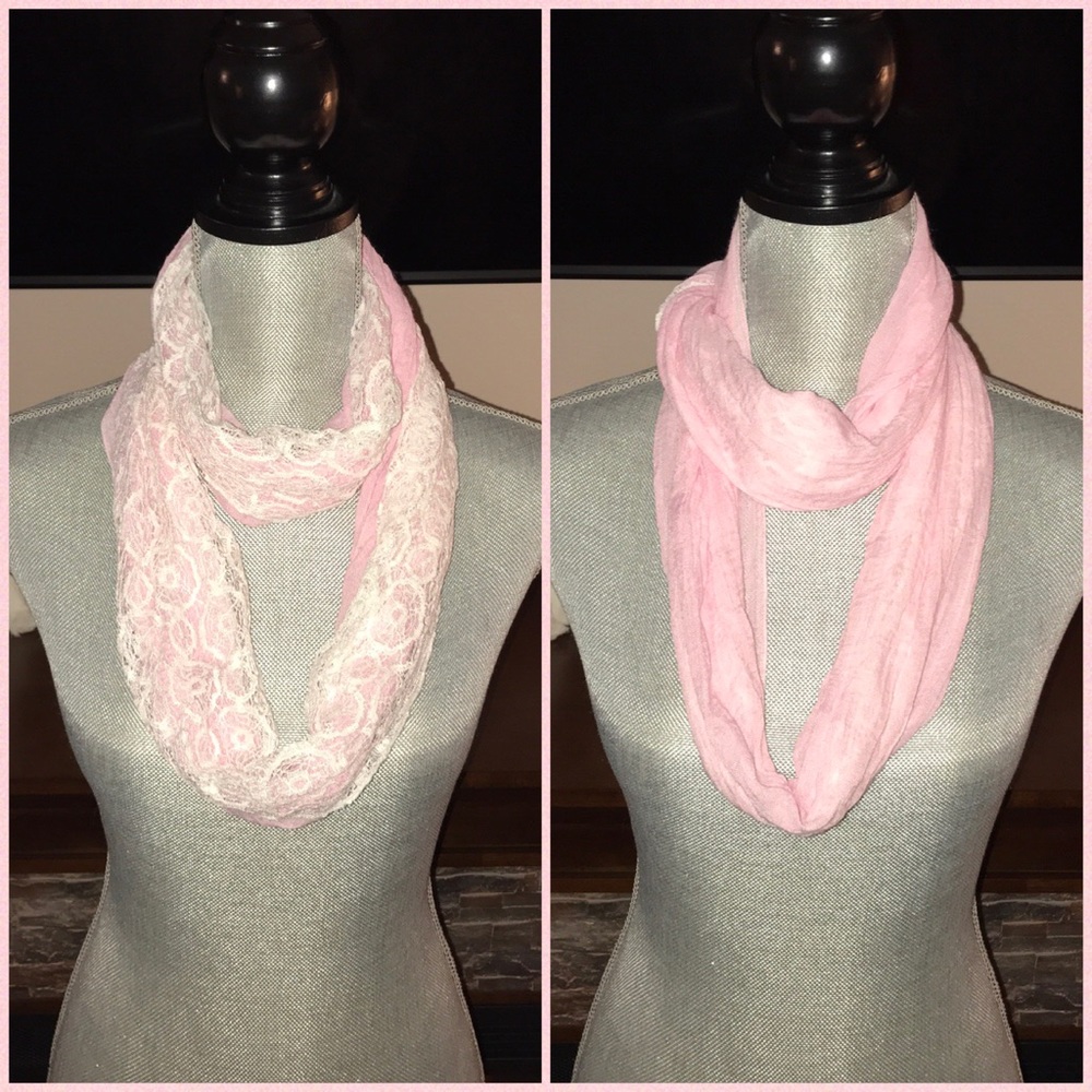 New Gorgeous Ralph Lauren Pink White Lace Scarf